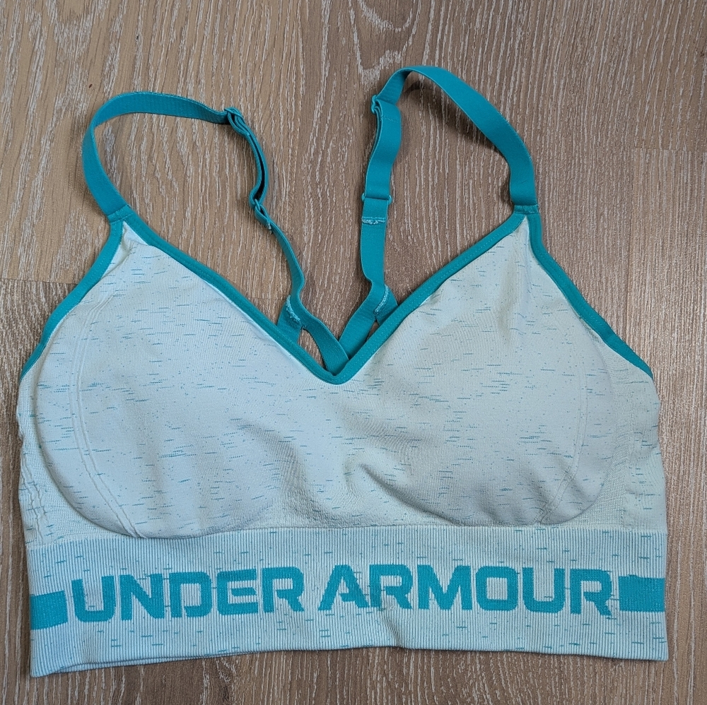 Under Armour Seamless‎ Low Long Light Blue Compression Women's Large Sports Bra
